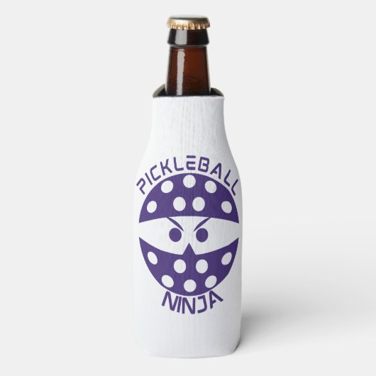 Paarse Pickleball Ninja Bottle Cooler (Fles Voorkant)