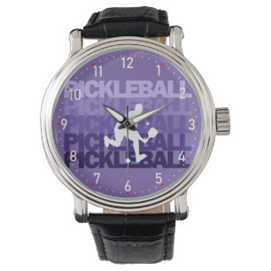 💜 Paarse Pickleball silhouette Pickleball Horloge