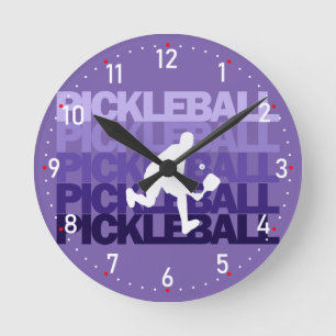 💜 Paarse Pickleball silhouette Pickleball Ronde Klok
