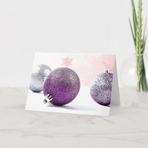 Paarse Pijnbewustzijn Ornamenten Feestdagen Kaart