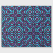 Paarse pijpen  blauwe kaleidoscoop cadeaupapier (Vlak)