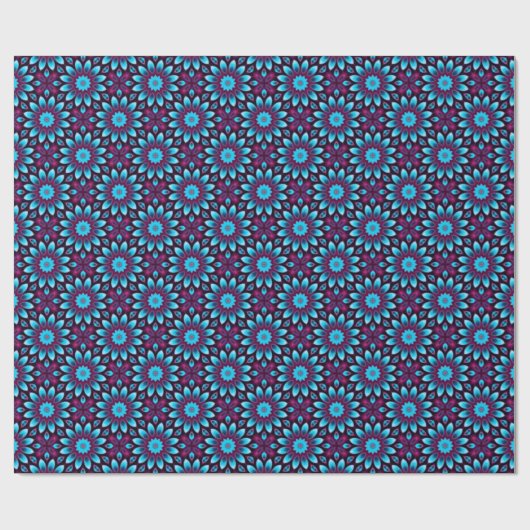 Paarse pijpen  blauwe kaleidoscoop cadeaupapier (Vlak)
