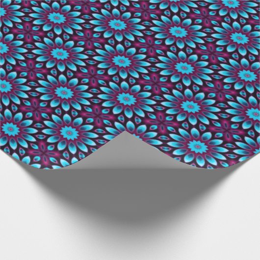 Paarse pijpen blauwe kaleidoscoop cadeaupapier (Hoek)