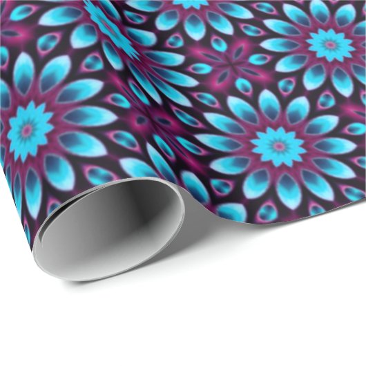 Paarse pijpen  blauwe kaleidoscoop cadeaupapier (Rol Hoek)