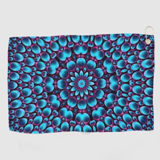 Paarse pijpen  blauwe kaleidoscoop golfhanddoek (Horizontaal)