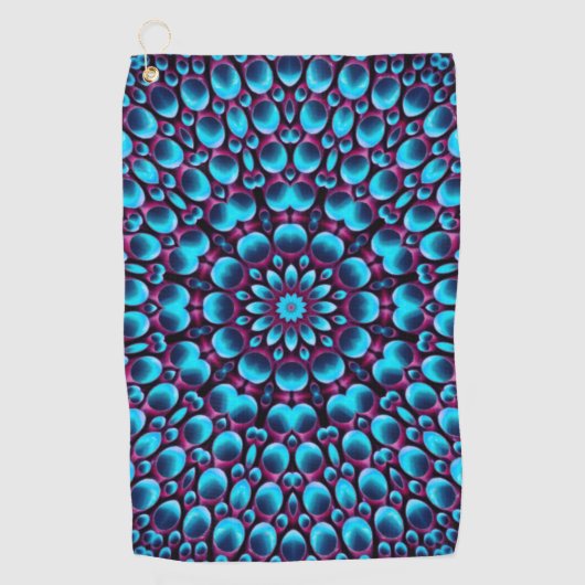 Paarse pijpen  blauwe kaleidoscoop golfhanddoek (Voorkant)