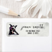 Paarse Pin Up Witch Etiket (Insitu)