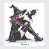 Paarse Pin Up Witch Sticker (Vel)