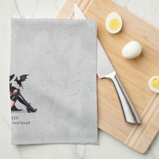 Paarse Pin Up Witch Theedoek (Quarter Fold)