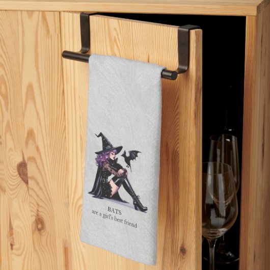 Paarse Pin Up Witch Theedoek (Derde Gevouwen)