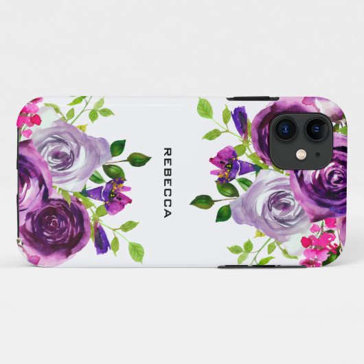 Paarse pinda's bloemen Case-Mate iPhone case (Achterkant (horizontaal))