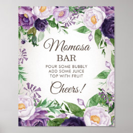 Paarse pinda's Floral Baby shower Momosa Bar Poster