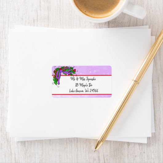 Paarse Pine Cone-kerstFeestdagen Etiket (Insitu)