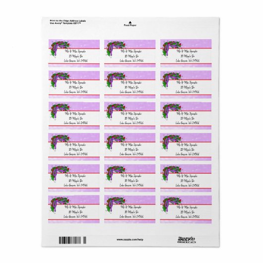 Paarse Pine Cone-kerstFeestdagen Etiket (Full Sheet)