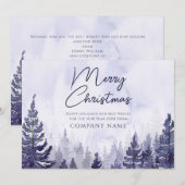 Paarse Pine Tree Christmas Zakelijke Logo Feestdagenkaart (Voorkant / Achterkant)