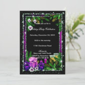 Paarse Pinecones Eat Drink zijn vrolijk kerstfeest Kaart (Staand voorkant)