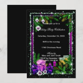 Paarse Pinecones Eat Drink zijn vrolijk kerstfeest Kaart (Voorkant / Achterkant)