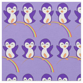 Paarse pinguïn in de regenboog Stof