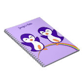 Paarse pinguïn regenboogmonogram Kind Notitieboek (Rechterzijde)