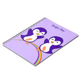 Paarse pinguïn regenboogmonogram Kind Notitieboek (Linkerzijde)