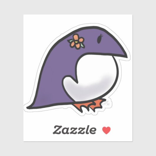 Paarse pinguïn sticker (Vel)