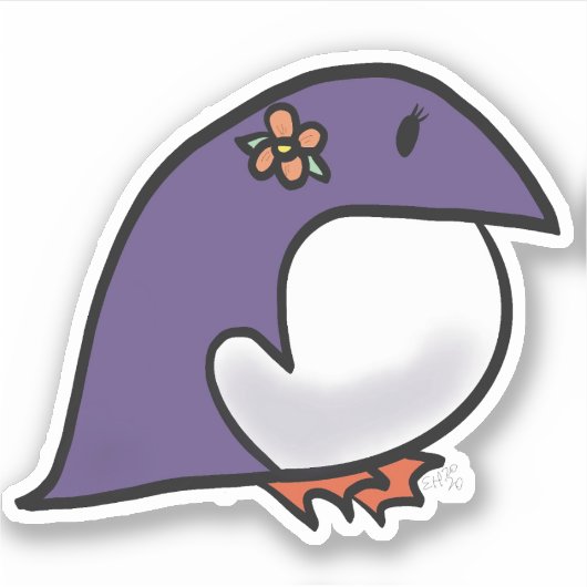 Paarse pinguïn sticker (Voorkant)