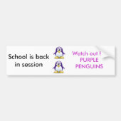 Paarse pinguïns bumpersticker (Voorkant)
