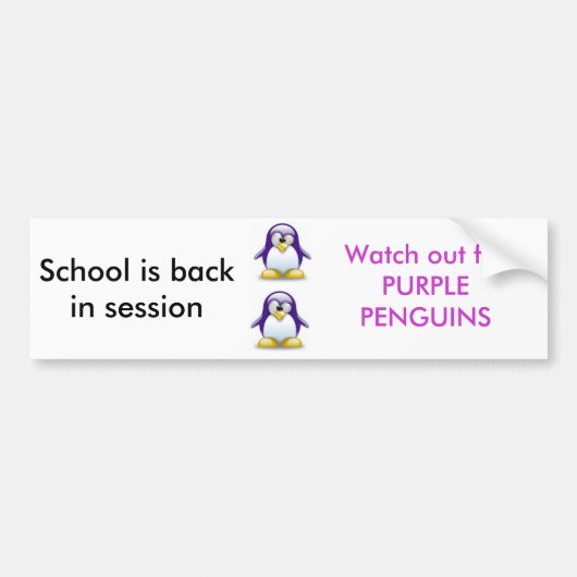 Paarse pinguïns bumpersticker (Voorkant)