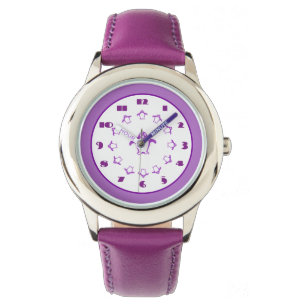 Paarse pinguïns volgen horloge
