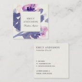 PAARSE PINK BLUE INK WASMIDDEL WATERVERF VIERKANTE VISITEKAARTJE (Voorkant / Achterkant)