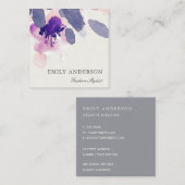 PAARSE PINK BLUE INK WASMIDDEL WATERVERF VIERKANTE VISITEKAARTJE (Voorkant / Achterkant)