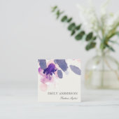 PAARSE PINK BLUE INK WASMIDDEL WATERVERF VIERKANTE VISITEKAARTJE (Staand voorkant)