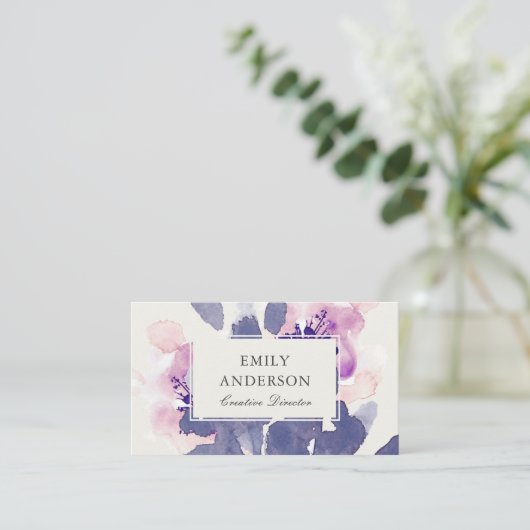 PAARSE PINK BLUE INK WASMIDDEL WATERVERF VISITEKAARTJE (Staand voorkant)