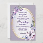 Paarse Pink Floral Waterverf Golden Wedding Kaart (Voorkant)