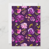 Paarse Pink Floral Waterverf Pensioenpartij Kaart (Achterkant)