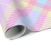 PAARSE PINK GEEL PLAID PATROON CADEAUPAPIER (Rol Hoek)