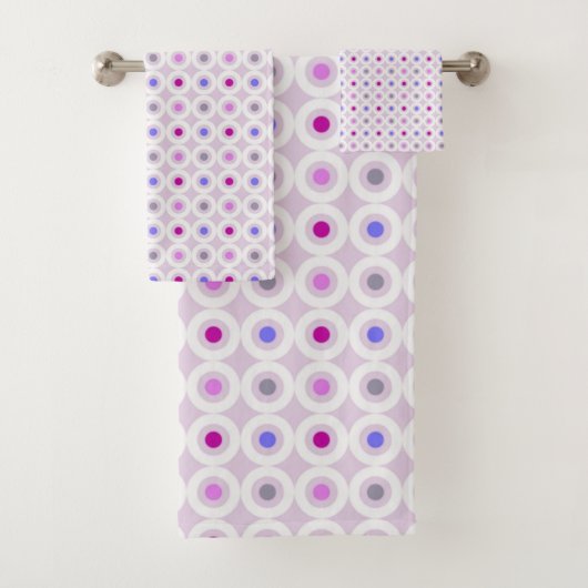 PAARSE PINK GEOMETRISCHE CIRCLE 2 BATHROOM TOWEL S BAD HANDDOEK (Insitu)
