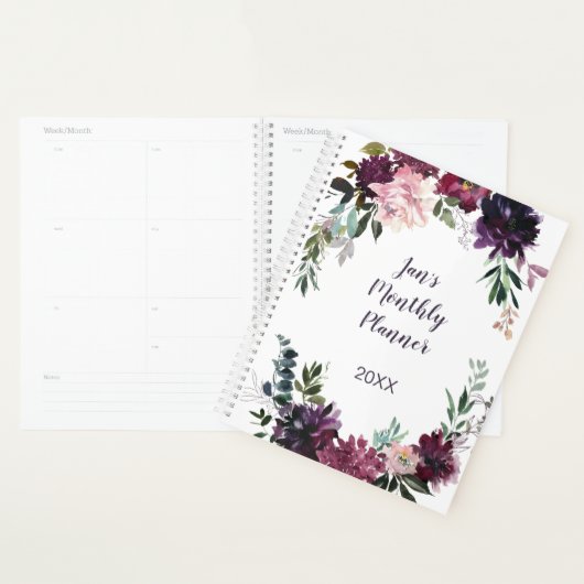 Paarse Pink Mauve Lavender Waterverf Floral Planner (Display)