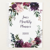 Paarse Pink Mauve Lavender Waterverf Floral Planner (Voorkant)