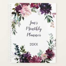Paarse Pink Mauve Lavender Waterverf Floral Planner