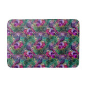 Paarse Pink Peacock Floral Badmat (Voorkant)