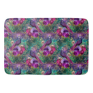 Paarse Pink Peacock Floral Badmat
