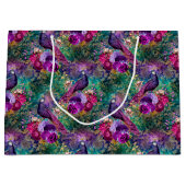 Paarse Pink Peacock Floral Groot Cadeauzakje (Voorkant)
