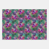 Paarse Pink Peacock Floral Inpakpapier Vel (Voorkant)
