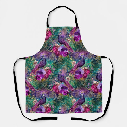 Paarse Pink Peacock Floral Schort (Voorkant)