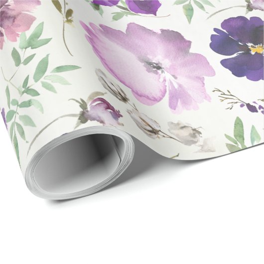 Paarse Pink Violet Orchid Peony Garden Wrappo Pa Cadeaupapier (Rol Hoek)