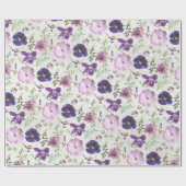 Paarse Pink Violet Orchid Peony Garden Wrappo Pa Cadeaupapier (Vlak)