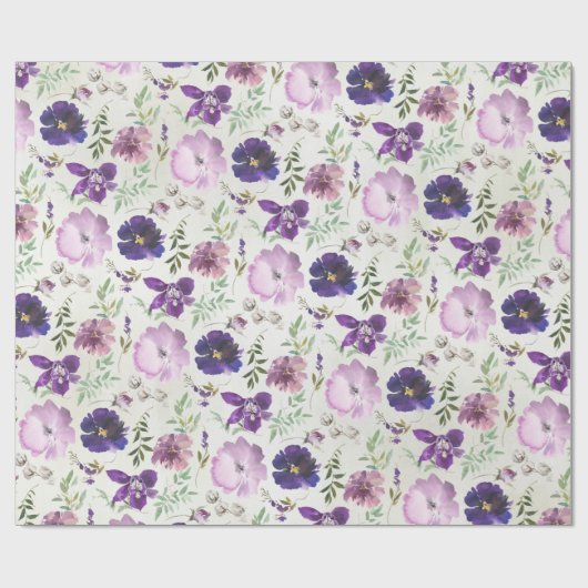 Paarse Pink Violet Orchid Peony Garden Wrappo Pa Cadeaupapier (Vlak)