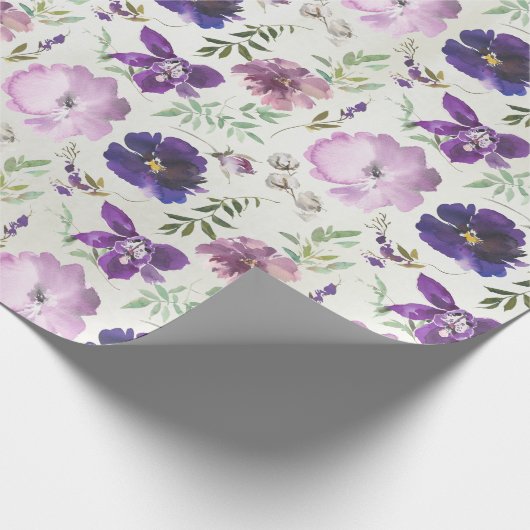 Paarse Pink Violet Orchid Peony Garden Wrappo Pa Cadeaupapier (Hoek)