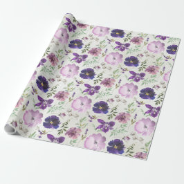 Paarse Pink Violet Orchid Peony Garden Wrappo Pa Cadeaupapier